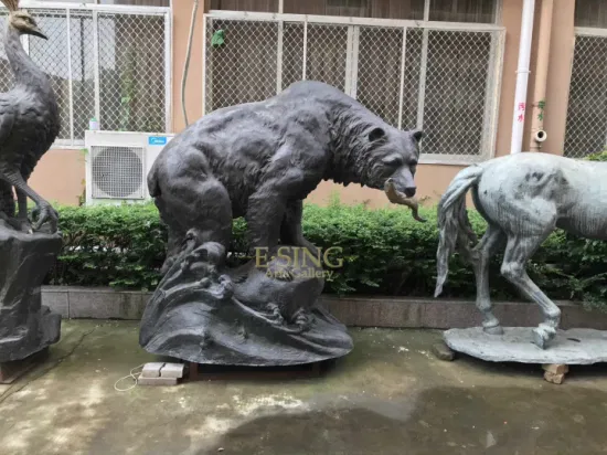 卸売ガーデン等身大動物ブロンズクーパー彫刻アンティーク真鍮馬像